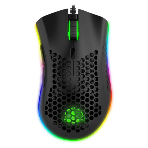 Ультралегкая игровая мышь JETACCESS PANTEON MS77 черная(7200dpi, 6 кнопок, LED,75г,кабель 1.8м,USB)